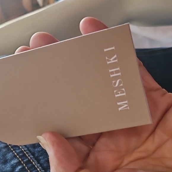 New W Tag MESHKI Baker Off-Shoulder Dark Denim Mini Dress Size Small - Picture 9 of 13